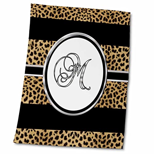 3dRose Elegant Cheetah Animal Print Monogram Letter M - Towels (twl-180682-2)