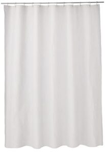 amazon basics water resistant 8-gauge peva shower curtain liner with metal grommets and plastic shower hooks - 72" x 72", white
