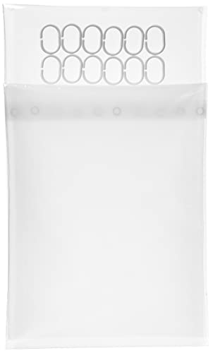 Amazon Basics Water Resistant 8-Gauge PEVA Shower Curtain Liner with Metal Grommets and Plastic Shower Hooks - 72" x 72", White