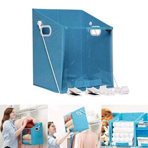 REFAHB Closet Caddy Dirty Clothes Storage Organizer,Rotatable Retrieve Clothes Organizer Case,Pull Down Shelf Storage System Foldable Laundry Organiser for Storage Dirty Clothes Toys(Blue)