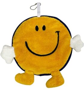 holawit cute happy face positive smile character microfiber coral velvet ultra soft super absorbent hand towel with hanging loop