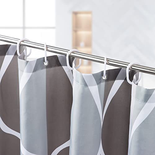 Woisut Shower Curtains, Thickened Water Proof Quick Drying Shower Curtain Set 72 x 72 Inches with 12 Rustproof Hooks and for Bathroom Shower, Grey Polyester Shower Curtain Machine Wash