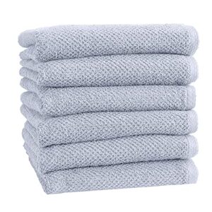 great bay home 100% cotton hand towel set (16 x 28 inches) highly absorbent, textured popcorn weave hand towels. acacia collection (set of 6, periwinkle)