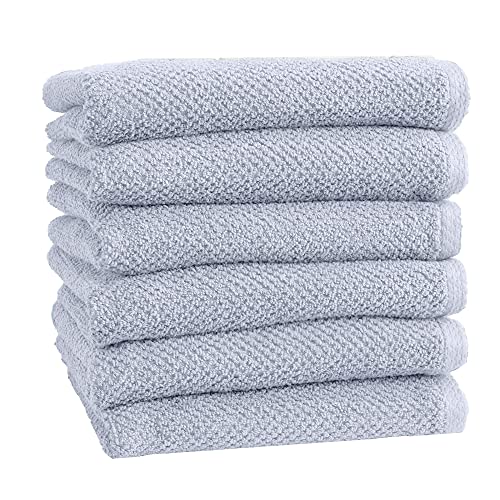 Great Bay Home 100% Cotton Hand Towel Set (16 x 28 inches) Highly Absorbent, Textured Popcorn Weave Hand Towels. Acacia Collection (Set of 6, Periwinkle)