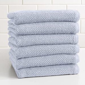 Great Bay Home 100% Cotton Hand Towel Set (16 x 28 inches) Highly Absorbent, Textured Popcorn Weave Hand Towels. Acacia Collection (Set of 6, Periwinkle)