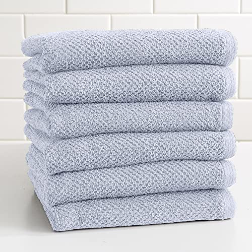 Great Bay Home 100% Cotton Hand Towel Set (16 x 28 inches) Highly Absorbent, Textured Popcorn Weave Hand Towels. Acacia Collection (Set of 6, Periwinkle)