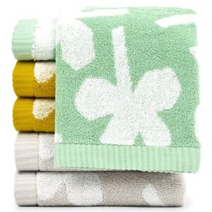 hand towel fingertip towels set 12 x 21 inches, 100% cotton small hand towels for bathroom kitchen spa 3 colors 6 pack, four leaf clover