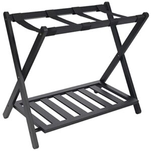 redcamp folding luggage racks for suitcases for bedroom, bamboo suitcase stand holders with shelf for guest room hotel