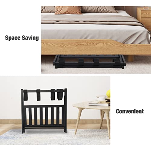 REDCAMP Folding Luggage Racks for Suitcases for Bedroom, Bamboo Suitcase Stand Holders with Shelf for Guest Room Hotel