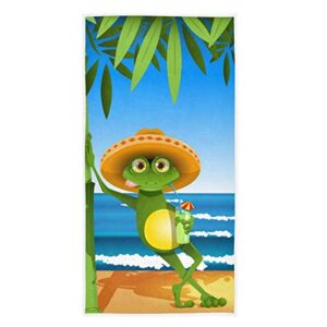 naanle summer beach sandy seacoast vacation frog soft highly absorbent guest large home decorative hand towels multipurpose for bathroom, hotel, gym and spa (16 x 30 inches)