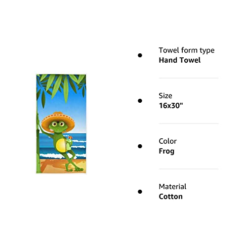 Naanle Summer Beach Sandy Seacoast Vacation Frog Soft Highly Absorbent Guest Large Home Decorative Hand Towels Multipurpose for Bathroom, Hotel, Gym and Spa (16 x 30 Inches)