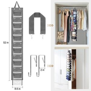 PITCH + PULSE Legging Storage Organizer, 24 Roll Independent Clear Compartments Hanging Closet Organizers and Storage for Clothes, Foldable Space Saving Bags