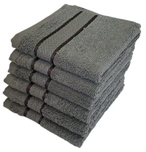 washcloths, set of 6 - 100% ring spun cotton wash cloth – thick loop pile washcloth - extra absorbent and soft – lint free face towel – perfect for bathroom machine washable size 12 x 12 inch.