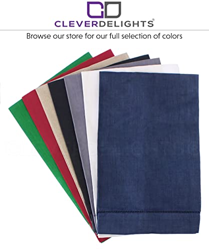 CleverDelights Natural Linen Hemstitched Hand Towels - 6 Pack - 14" x 22" - 100% Linen