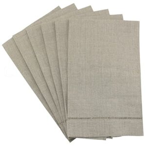 cleverdelights natural linen hemstitched hand towels - 6 pack - 14" x 22" - 100% linen