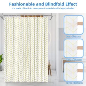 aceyoon Shower Curtain 71" x 78" Waterproof Fabric Liner, Gold Striped Shower Curtain for Bathroom with 12 Hooks, Machine Washable & Water Resistant Bath Curtain Accessories