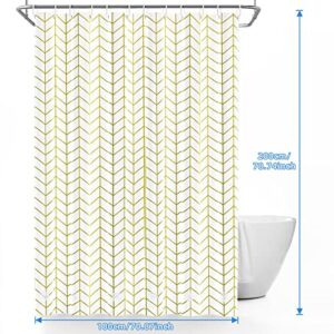 aceyoon Shower Curtain 71" x 78" Waterproof Fabric Liner, Gold Striped Shower Curtain for Bathroom with 12 Hooks, Machine Washable & Water Resistant Bath Curtain Accessories