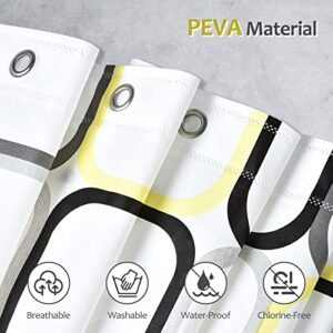 OTraki 72 x 78 inch Long Shower Curtain, PEVA Shower Curtain Liner with 12 Plastic Hooks Waterproof Shower Curtain for Bathroom with 6 Magnetic Weights(White Yellow Check)