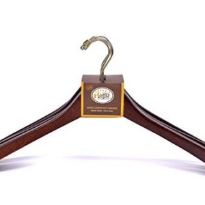 Quality Wooden Curved Coat Hangers, Suit Hangers, Smooth Solid Wood Pants Hangers, Swivel Hook, Coat, Jacket, (Walnut - Gold Hook, 5)