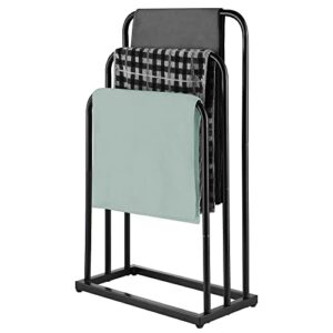 mallking freestanding towel rack, 3-tier metal towel holder for bathroom, storage rack for towels and bath towels(black)