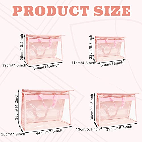 12 Pack Dust Bags for Handbags,Clear Handbag Storage Organizer with 12 Hooks Purse Dust Cover Storage Bag 4 Sizes Handbag Protector Bag for Closet (Gray+Pink+Yellow)