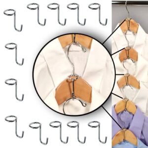 12-pack space saver heavy duty premium hanger clips hook connectors extenders fits over the neck of any thin or thick plastic or metal closet hangers efficient storage easy access