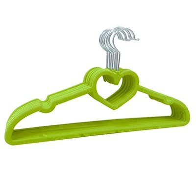 42CM 10/20PCS Cute Hangers Velvet Hangers Heart Design Clothing Rack Clothes Drying Rack Coat Hanger Hangers for Clothes (Color : Green, Size : 42CM 10PCS)