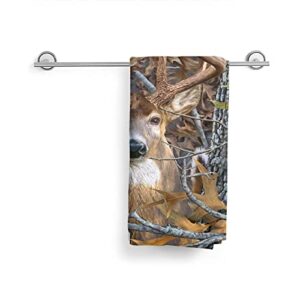 QICENIT Camo Buck Deer Hand Towel Ultra Soft Highly Absorbent Decorative Bathroom Face Towels for Kitchen Hotel Gym Spa(15.7" X 27.5")