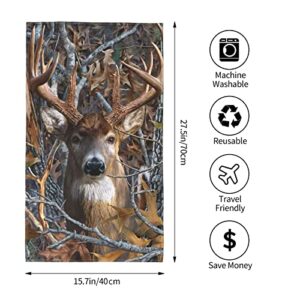 QICENIT Camo Buck Deer Hand Towel Ultra Soft Highly Absorbent Decorative Bathroom Face Towels for Kitchen Hotel Gym Spa(15.7" X 27.5")