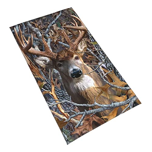 QICENIT Camo Buck Deer Hand Towel Ultra Soft Highly Absorbent Decorative Bathroom Face Towels for Kitchen Hotel Gym Spa(15.7" X 27.5")