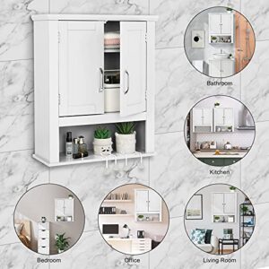 VINGLI Bathroom Wall Cabinet 21"x8.5"x25" Modern White Medicine Cabinet Organizer Over The Toilet Storage with 2 Doors 1 Adjustable Shelf Home Furniture