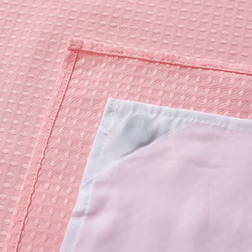 WPM No Hooks Required Shower Curtain with Snap-in Liner Waffle Weave Design, Hotel Grade Style Waterproof & Washable, Mesh top Window Easy Snaphook Bathroom Pink Curtains (72"X74" W/Liner, Blush Pink)