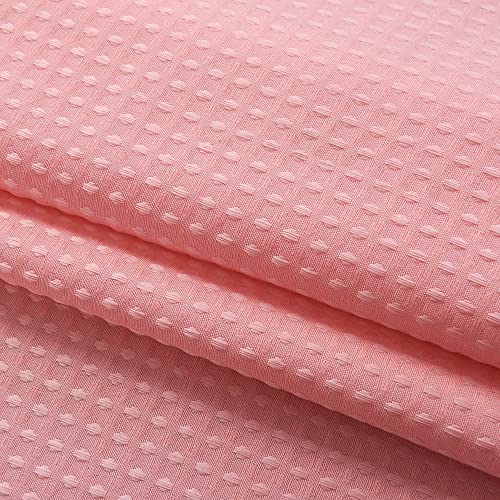 WPM No Hooks Required Shower Curtain with Snap-in Liner Waffle Weave Design, Hotel Grade Style Waterproof & Washable, Mesh top Window Easy Snaphook Bathroom Pink Curtains (72"X74" W/Liner, Blush Pink)