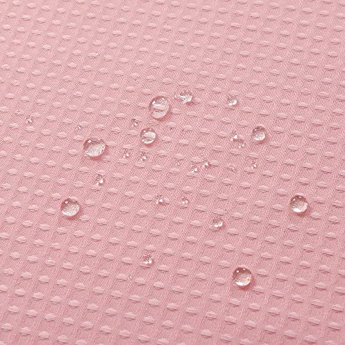 WPM No Hooks Required Shower Curtain with Snap-in Liner Waffle Weave Design, Hotel Grade Style Waterproof & Washable, Mesh top Window Easy Snaphook Bathroom Pink Curtains (72"X74" W/Liner, Blush Pink)