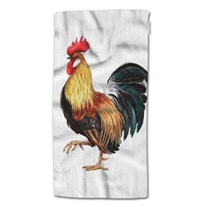hgod designs hand towel rooster,watercolor rooster chichen animal art painting hand towel best for bathroom kitchen bath and hand towels 30" lx15 w