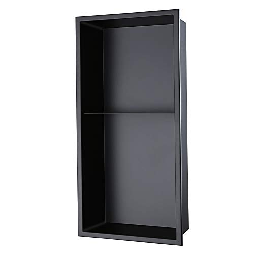 DecoMust 24“ X 12” Stainless Steel Shower Niche Modern and Elegant Design, Easy to Install, Perfect for Shampoo and Soap Storage (Matte Black)