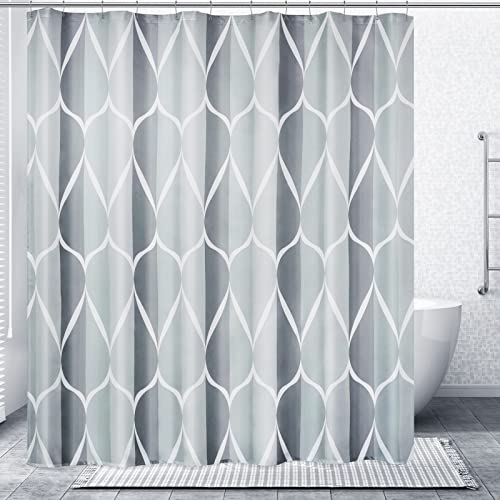 Gelbchu Grey Fabric Shower Curtain, Waterproof Design and Polyester, Quick-Drying, Weighted Hem, Shower Curtains Set for Bathroom W 72 x H 72, Durable and Washable with 12 Hooks