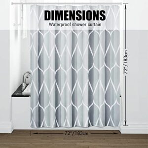 Gelbchu Grey Fabric Shower Curtain, Waterproof Design and Polyester, Quick-Drying, Weighted Hem, Shower Curtains Set for Bathroom W 72 x H 72, Durable and Washable with 12 Hooks