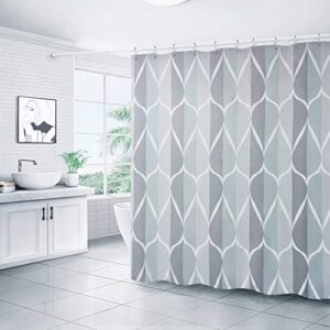 Gelbchu Grey Fabric Shower Curtain, Waterproof Design and Polyester, Quick-Drying, Weighted Hem, Shower Curtains Set for Bathroom W 72 x H 72, Durable and Washable with 12 Hooks