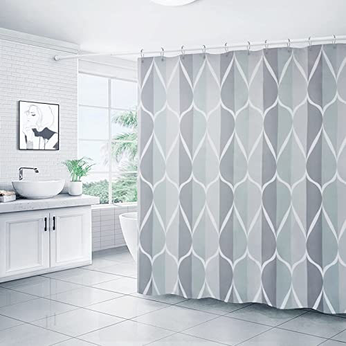 Gelbchu Grey Fabric Shower Curtain, Waterproof Design and Polyester, Quick-Drying, Weighted Hem, Shower Curtains Set for Bathroom W 72 x H 72, Durable and Washable with 12 Hooks