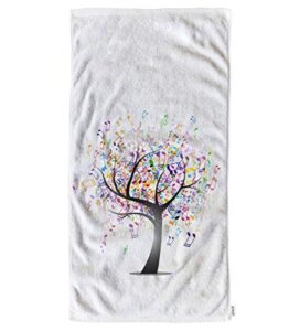 ofloral tree hand towels cotton washcloths,abstract music notes tree of life comfortable soft towels for bathroom spa gym yoga beach kitchen,hand towel 15x30 inch