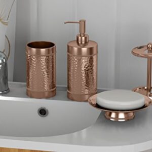 nu steel Hudson Copper finish Bath Accessory Set for Countertop, 4 pcs Luxury Ensemble-Soap Dish, Toothbrush Holder, Tumbler, soap Pump