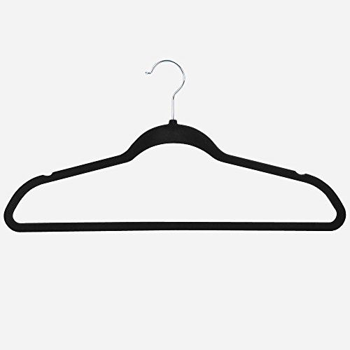 Yaheetech Non-Slip Velvet Hangers - Standard Hangers - Ultra Thin Space Saving Clothes Hangers 360° Swivel Hook for Coats, Jackets, Pants, and Dress Clothes, Black (200-pack)