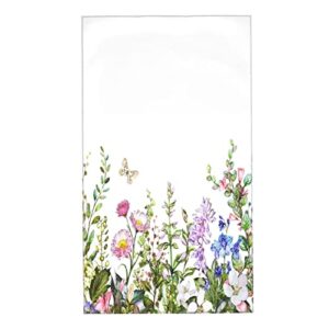 Snrfory Fingertip Towel Watercolor Wildflower Leaves Large Hand Towel for Bathroom Kitchen Spa (15.7x27.5 Inch)