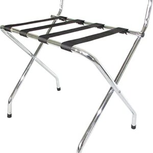 USTECH Single Tier X-Shape Folding Luggage Rack with High Back | Durable Metal Stand & Heavy-Duty Nylon Straps for Guest Room Storage & Suitcase Holder | Perfect for Bedroom & Closet