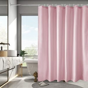 AooHome Extra Long 72x78 inch Shower Liner, Fabric Solid Color Shower Curtain Liner with Hooks, Weighted Hem, Waterproof, Pink