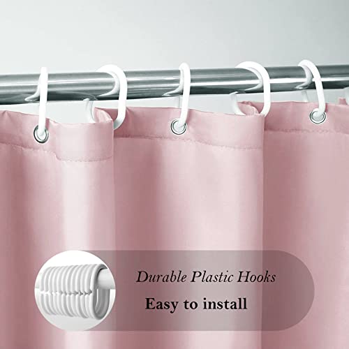 AooHome Extra Long 72x78 inch Shower Liner, Fabric Solid Color Shower Curtain Liner with Hooks, Weighted Hem, Waterproof, Pink