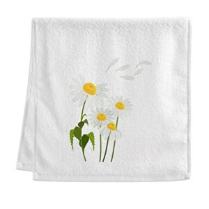 dallonan soft cotton face wash towels yellow and white daisy cartoon gym hand towels for working out bathroom decorative set of 2 for guest bathroom 16x30 inches