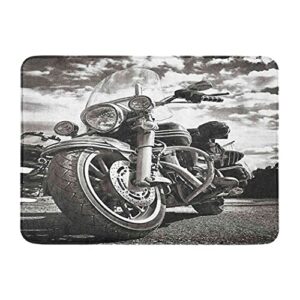 4 Piece Motorbike Waterproof Fabric Bathroom Sets with Non-Slip Rugs, Toilet Lid Cover and Bath Mat, Waterproof Shower Curtain with Standard Size