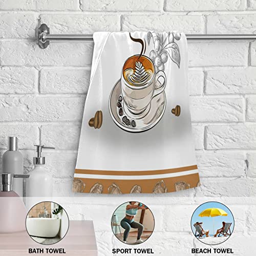 MAXKPOP Retro Coffee Towels Set of 2, Ultrahigh Absorbent Coffee Kitchen Towels Soft Multipurpose Hand Towels for Bathroom Kitchen, 28x14-inch